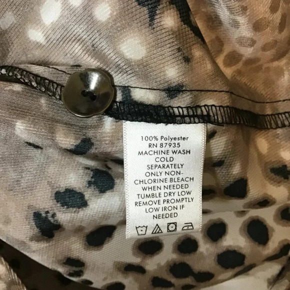 Fabulous George Simonton Says Silky Animal Leopard Print Tunic Shirt 2X Pockets - Picture 14 of 14